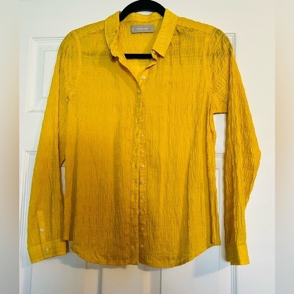 NWOT Everlane The Button Smock Top. Size 2. Color Super Lemon. - Picture 6 of 9